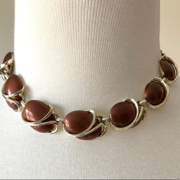 VTG Mid Century Chocolate Bronze Thermoset Choker - Picture 1 of 5